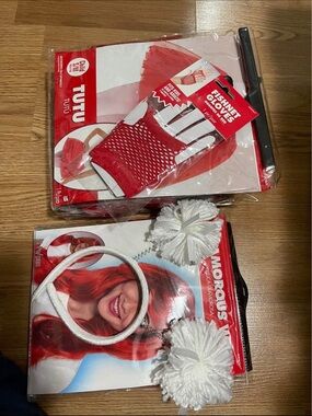 Red Fishnet Gloves & Red Tutu Costume Accessories